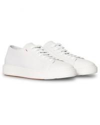 Santoni Low Top Grain Leather Sneaker White Calf