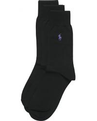 Polo Ralph Lauren 3-Pack Mercerized Cotton Socks Black