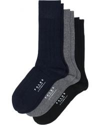 3-Pack Lhasa Cashmere Socks Black/Dark Navy/Light Grey