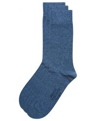Amanda Christensen 3-Pack True Cotton Socks Denim Blue