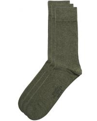 Amanda Christensen 3-Pack True Cotton Socks Olive Melange