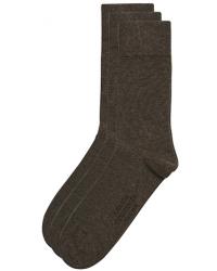 Amanda Christensen 3-Pack True Cotton Socks Brown Melange