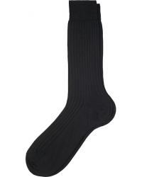 Bresciani Wool/Nylon Ribbed Short Socks Black