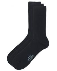 Amanda Christensen 3-Pack True Cotton Ribbed Socks Dark Navy