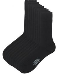 9-Pack True Cotton Ribbed Socks Black