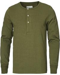 Merz b. Schwanen Classic Organic Cotton Henley Sweater Army