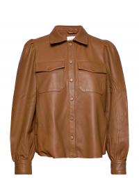 Alba Ls Leather Shirt Brown NORR