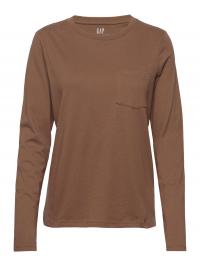 100% Organic Cotton Vintage Long Sleeve Pocket T-Shirt Brown GAP