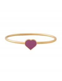 Big Heart Enamel Bangle Gold Design Letters Purple