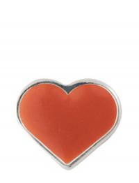 Enamel Heart Charm Silver Design Letters Red