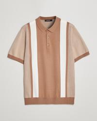 J.Lindeberg Rey Stripe Knitted Polo Tiger Brown