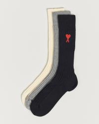 AMI 3-Pack Heart Socks White/Grey/Black