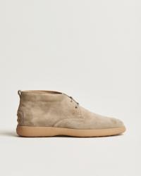 Tod's Gommino Chukka Boots Taupe Suede