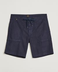 Sisla Cotton/Linen Drawstring Shorts Dark Blue