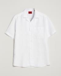 HUGO Ellino Linen Resort Collar Short Sleeve Shirt White