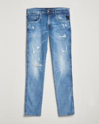 Replay Anbass Hyperflex X-Lite Shredded Jeans Light Blue