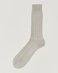 Bresciani Wide Ribbed Cotton Socks Off White