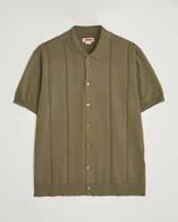 Baracuta Horatio Cotton Garment Dyed Knitted Polo Shirt Olive