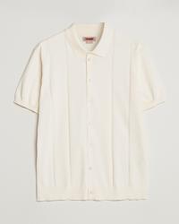Baracuta Horatio Cotton Garment Dyed Knitted Polo Shirt Ivory