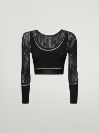 Wolford Apparel & Accessories > Clothing > Pullovers & Turtlenecks Sporty Logo Net Top Long Sleeve