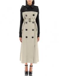 Trench coat with contrasting panel