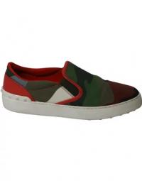 Valentino Camouflage Print Rockstud Low Top Sneakers in Multicolor Canvas