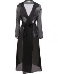 Trench coat in pure silk organza fabric by Herno; striking see-through effects and a waist belt for a custom fit