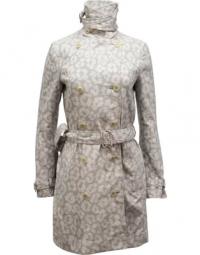 Stella McCartney Snow Leopard Print Double-Breasted frakke i lysegrå polyester