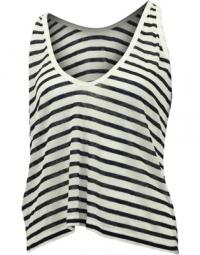 T by Alexander Wang Striped Burnout Tank Top in White and Black Rayon