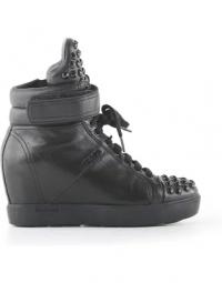 Prada sort læder høj top kile sneakers