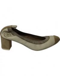 Chanel Elastic Cap Toe Heels in Cream Patent Leather