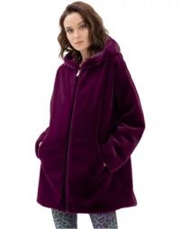Medium frakke i ekko pels med hætte