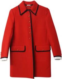 Miu Miu Button-Front Coat in Red Lana Vergine