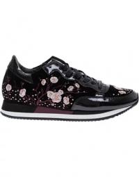 Tropez Bright - Sneakers in Patent Leather and Velvet med broderede blomster