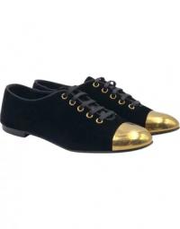 Giuseppe Zanotti Dalia oxford shoes in black suede with gold toe-caps