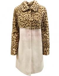 Leopard ærme shearling frakke