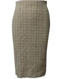 Alexander McQueen frynset hem midi blyantederdel i lys beige tweed