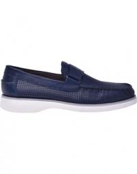 Loafers in indigo blue perforated nappa leather