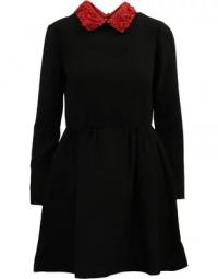 Pre-ejet Valentino blomster krave kjole i sort uld