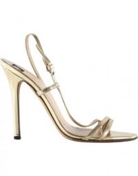 Dolce and Gabbana Metallic Gold Leather Strappy Sandals