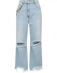 Løstsiddende denim jeans med rå detaljer