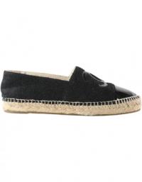 Chanel Glitter Tweed And Patent Slip On Espadrille