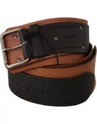Black Brown Leather Silver Buckle