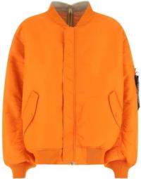 Orange nylon reversibel polstret overdimensioneret jakke polstret reversibel nylon overdreven jakke