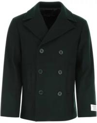 Mørkegrøn uldblanding frakke