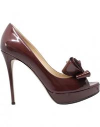 Brown Couture Bow Peep Toe Pump