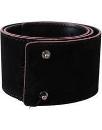 Black Leather Wide Waist Studded Women Belt