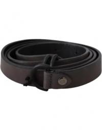 Brown Leather Black Buckle Belt