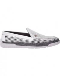 Milk-white perforated leather loafers