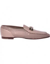 Nude perforated nappa leather loafers